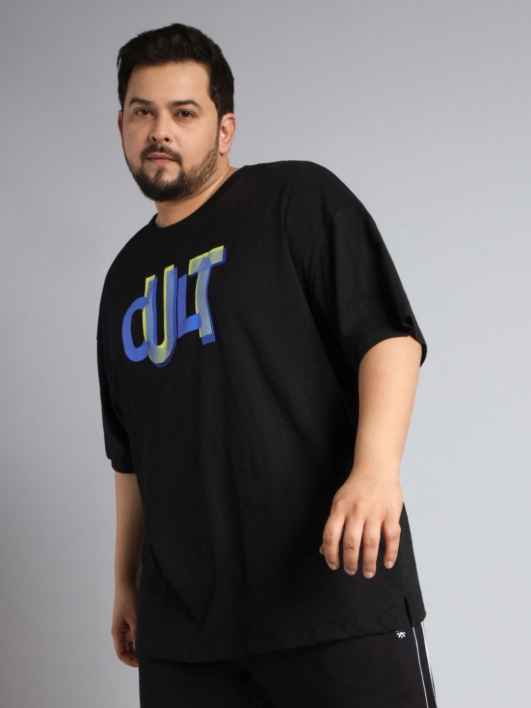 CULT Men Black Cult Graphic Plus Size T-shirt