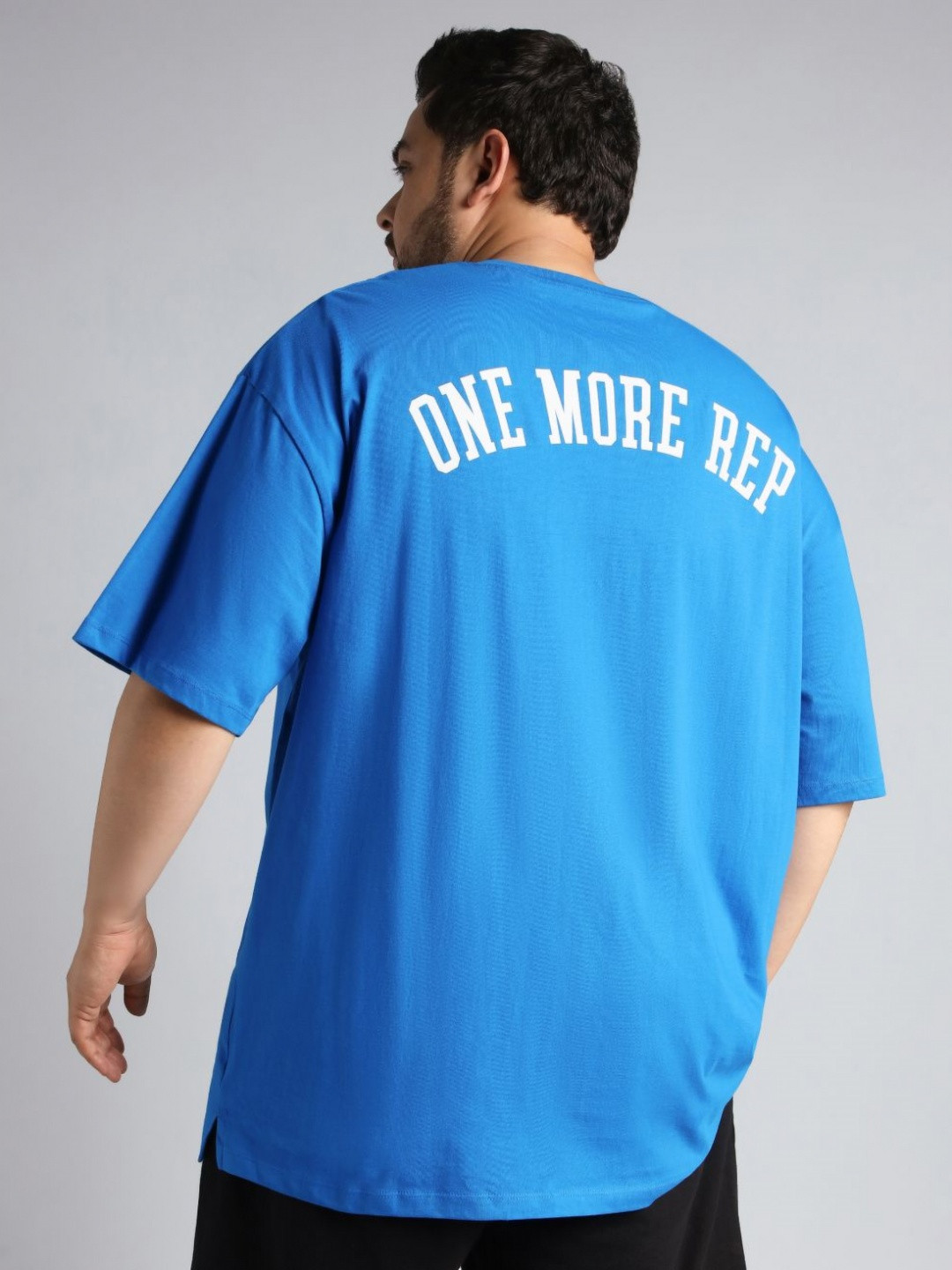 CULT Men Blue One More Rep Graphic Plus Size T-shirt