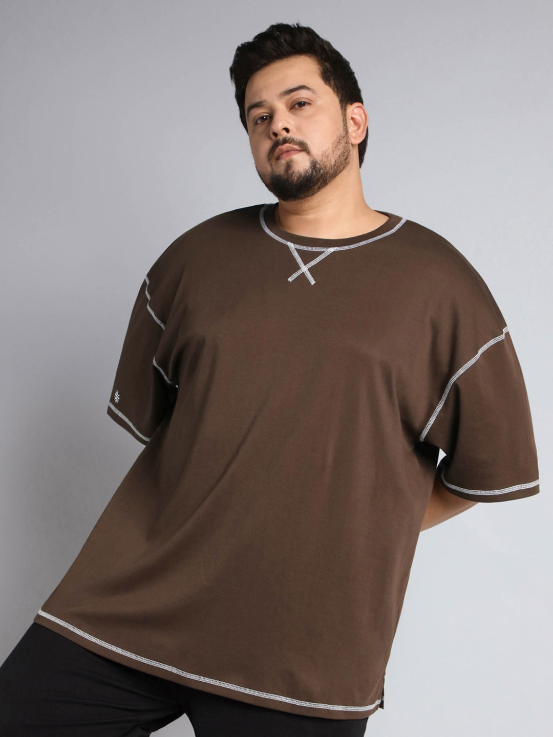 CULT Men Brown Play Day Plus Size T-shirt