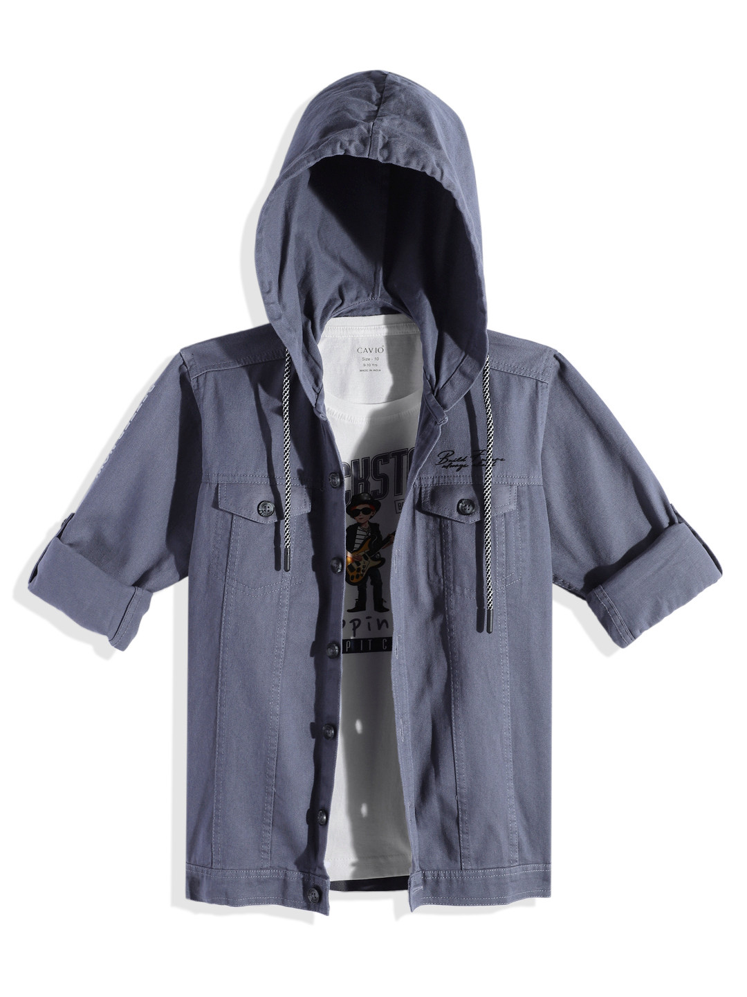 CAVIO Boys Comfort Hooded Casual Shirt With T-shirt