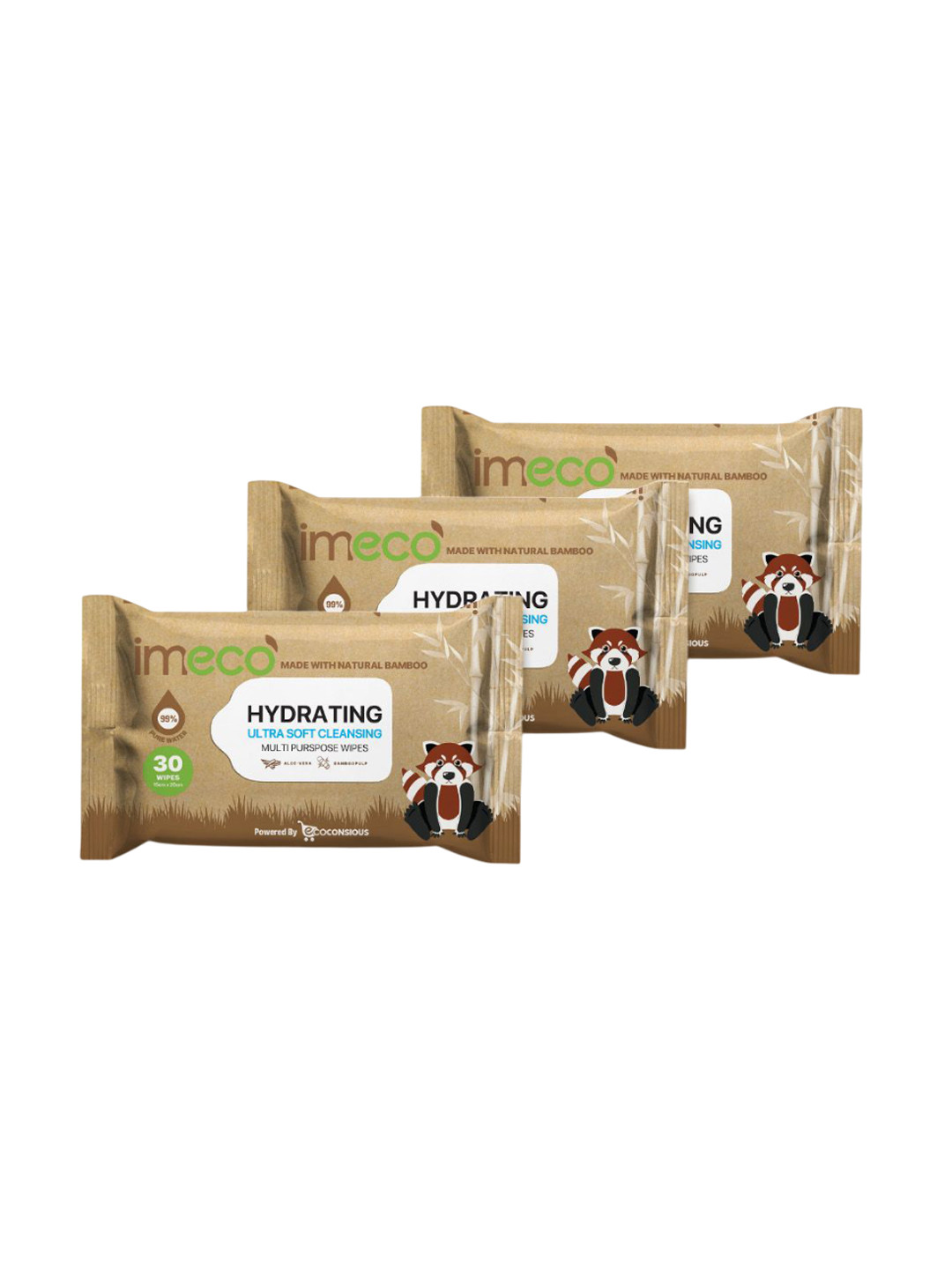 IMECO Set Of 3 Aloe Vera Face Wipes - 30 Pulls Each