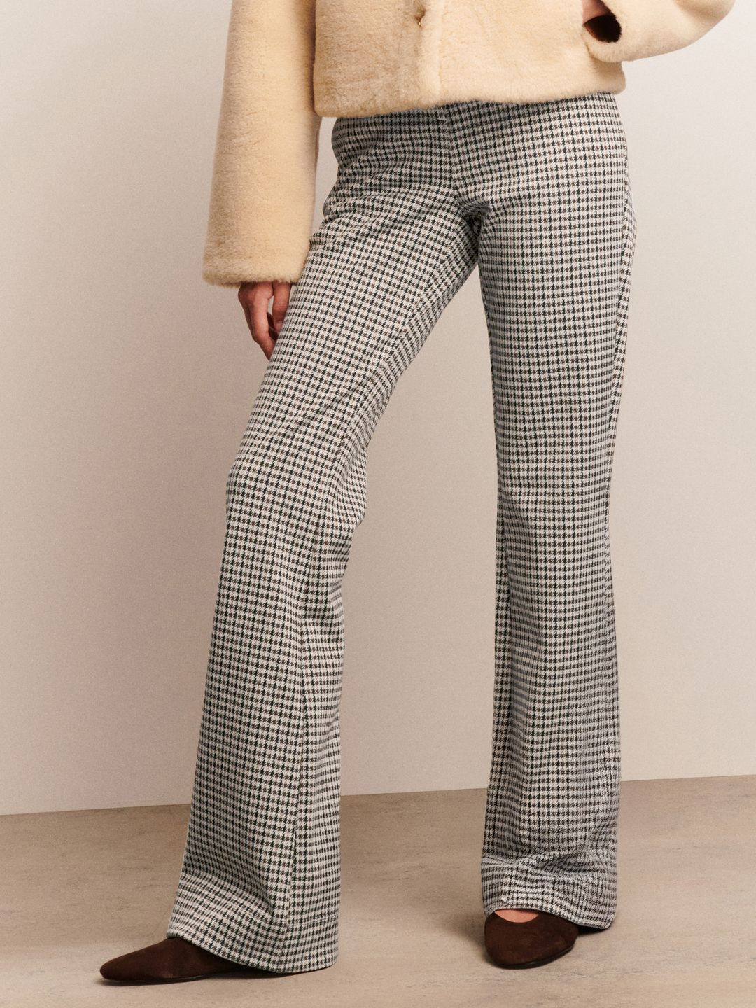 NEXT Houndstooth Weave High-Waist Trousers
