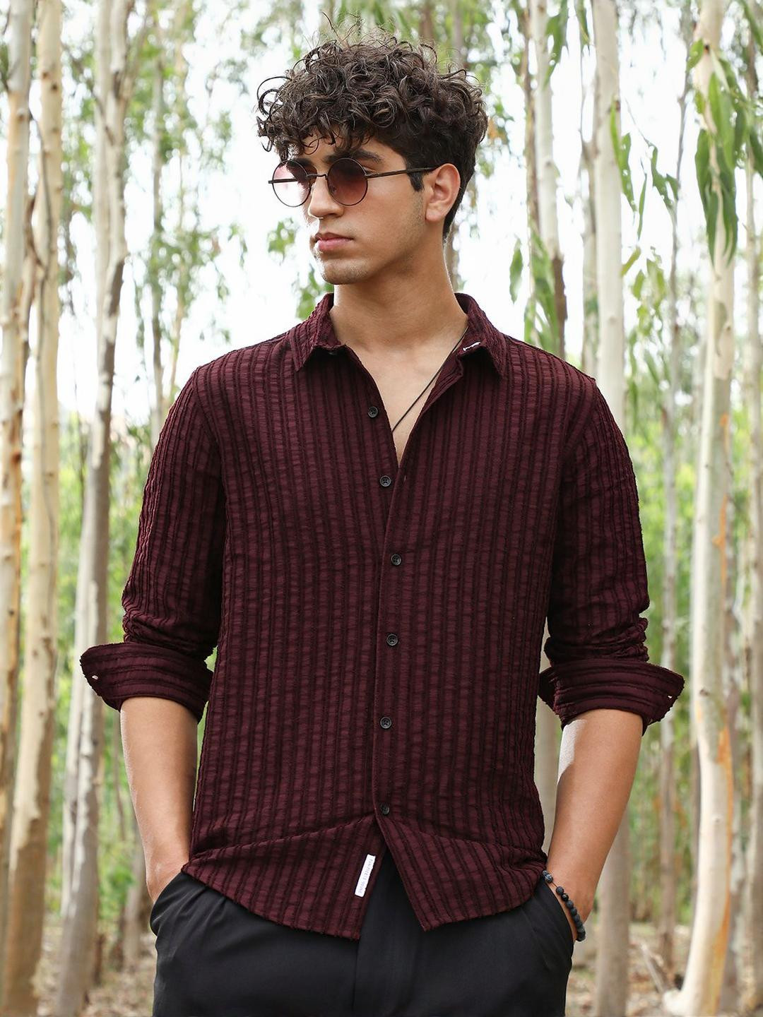 CAHOOT Vertical Striped Long Sleeves Comfort Cotton Shirt