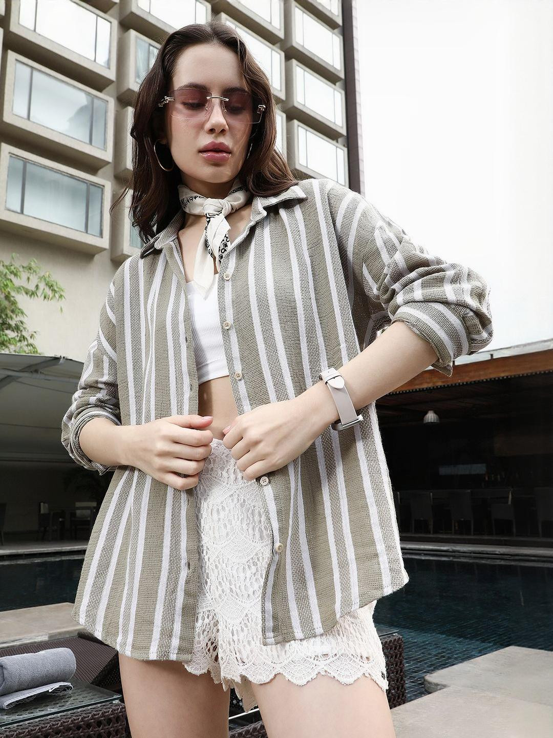 PINACOLADA Women Comfort Striped Casual Shirt
