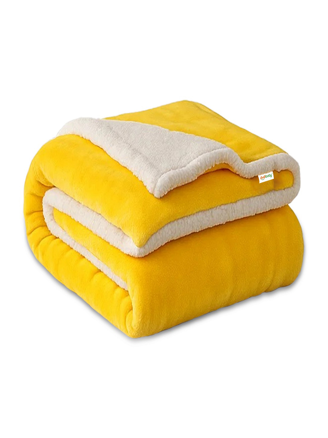 OyO Baby Kids Yellow & White Fleece 300 GSM Blanket