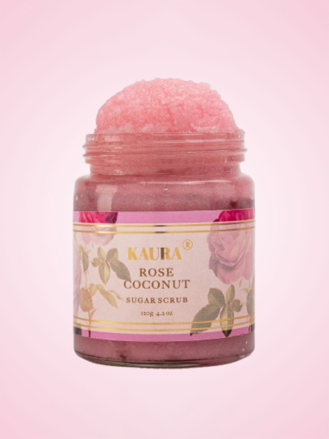KAURA Rose Coconut Sugar Scrub with Cocoa Butter for Exfoliation - 120 g