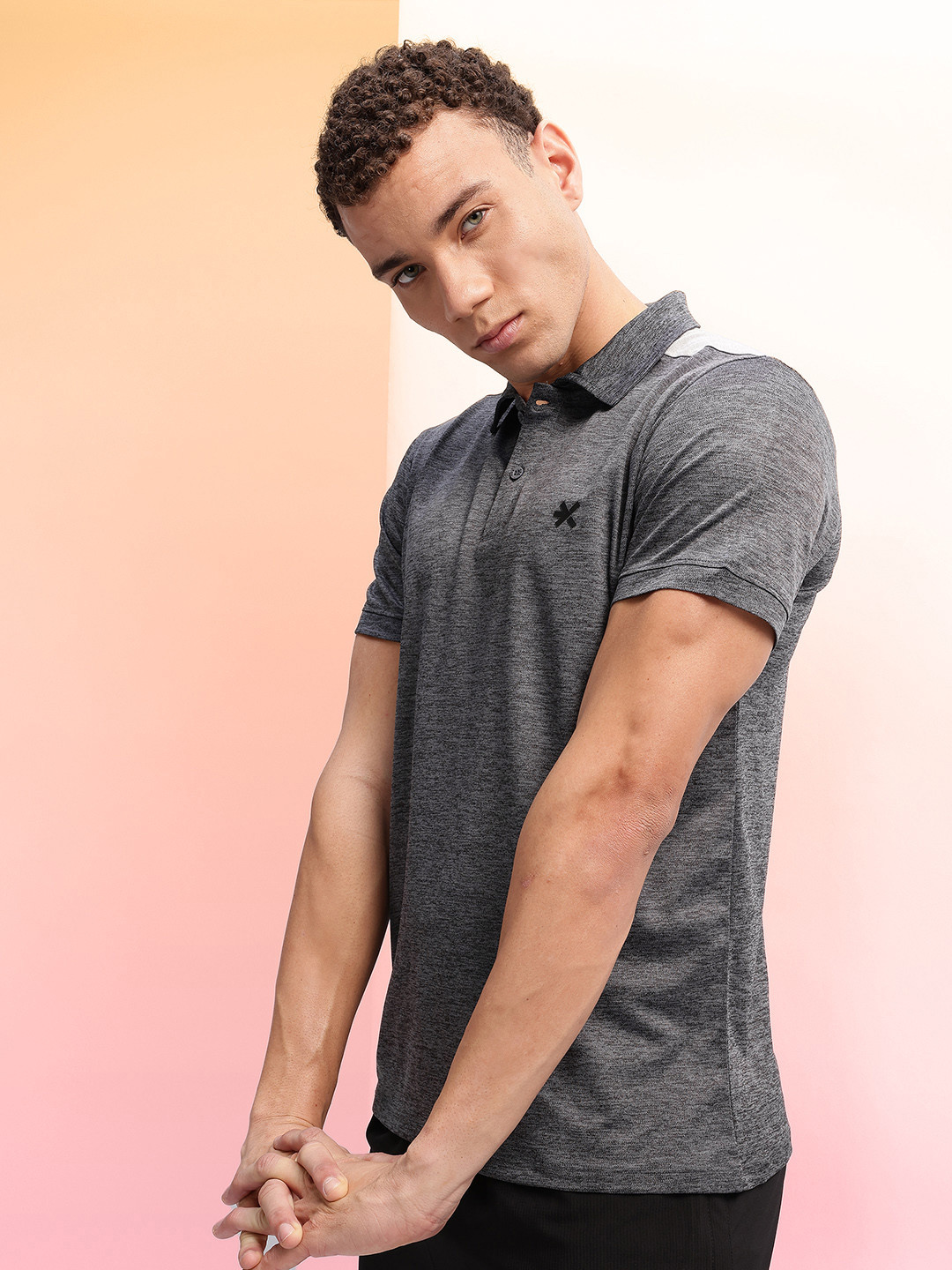 HRX by Hrithik Roshan Colourblocked Polo Collar T-shirt with Brand Logo Deatil