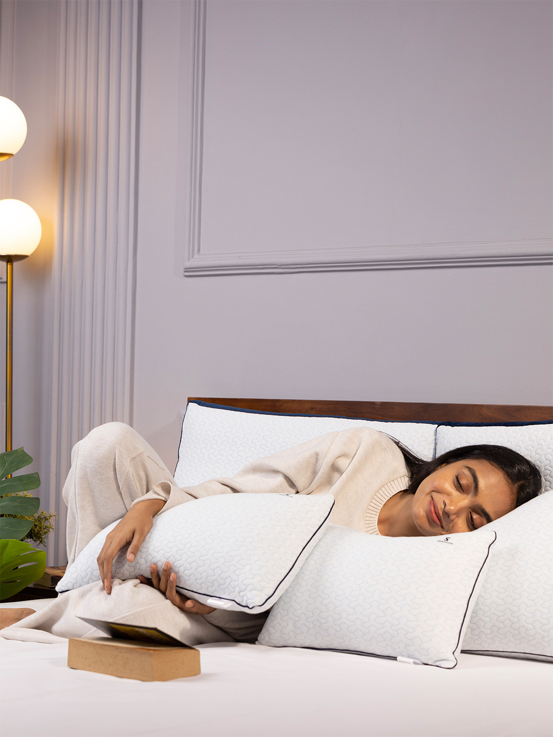 Sleepstore Fibrom White Quilted 4 Pieces Rectangle Soft Pillows 27 x 18 Inches