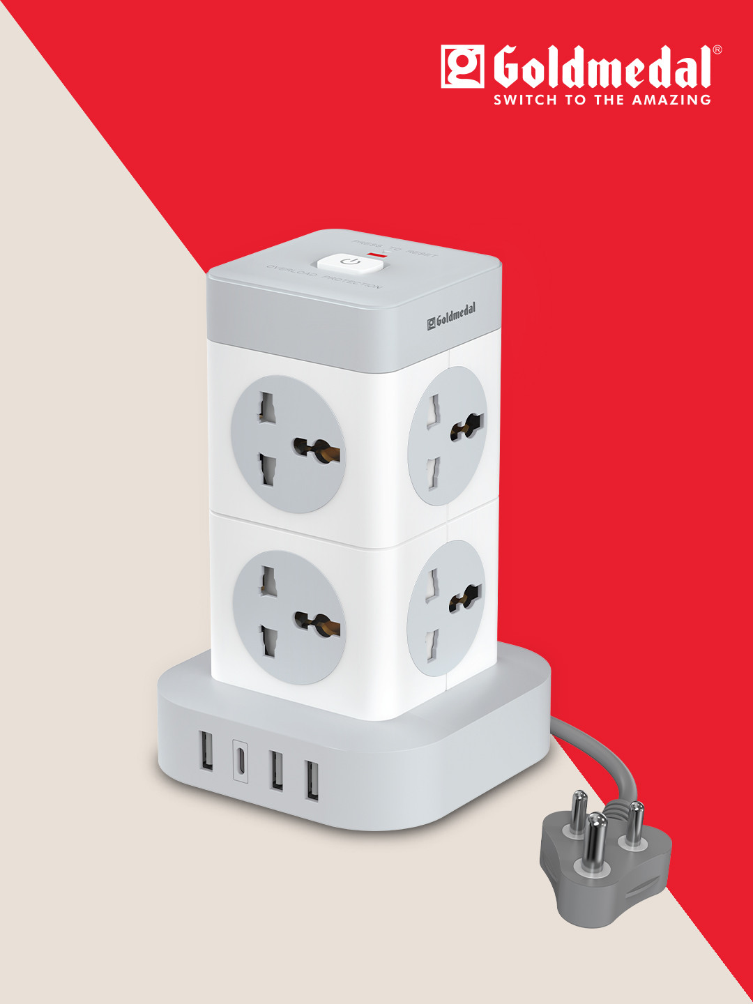 Goldmedal Turbomax 8+4 Power Strip - 2 m