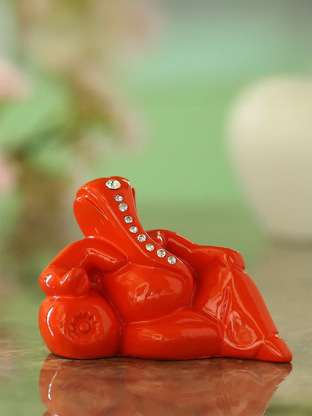 CRAFTAM Orange Religious Ganesh Idol Showpiece With Double Side Stick Tape