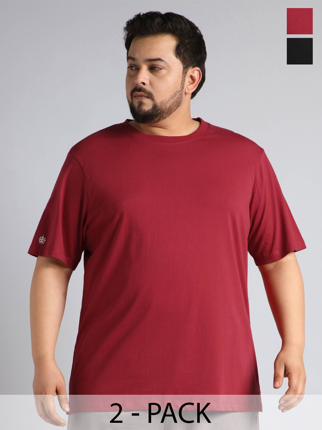CULT Men Pack of 2 Essential Cotton Plus Size T-shirt