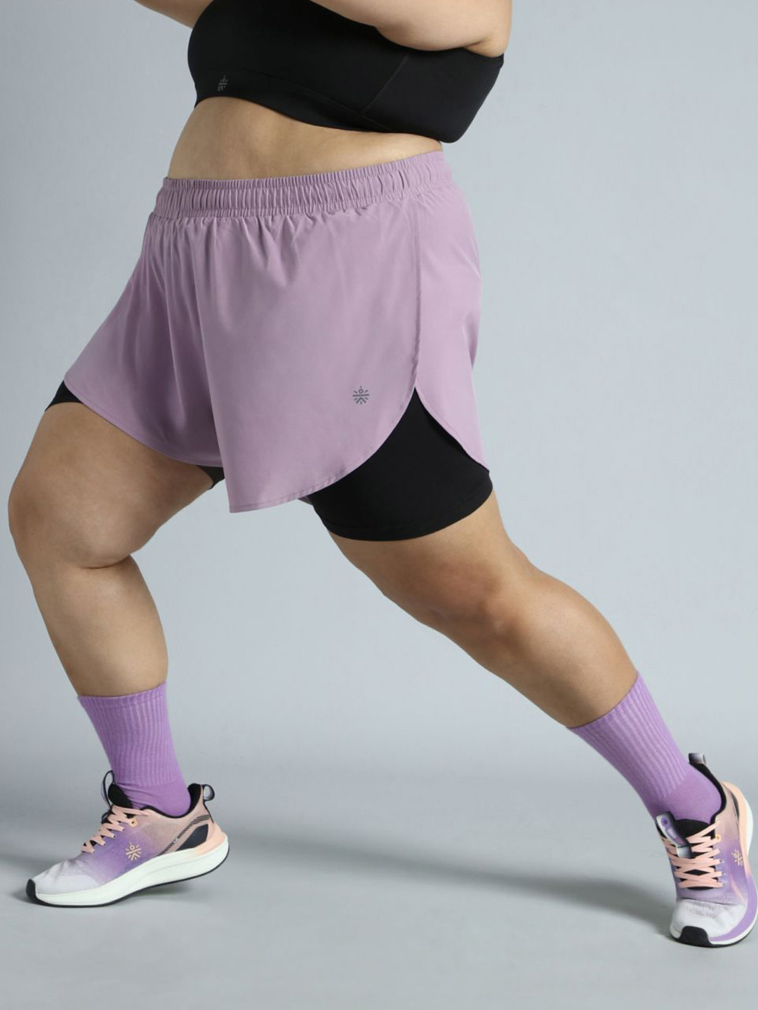 Cult Women Purple Running Essential Plus Size Built In Shorts