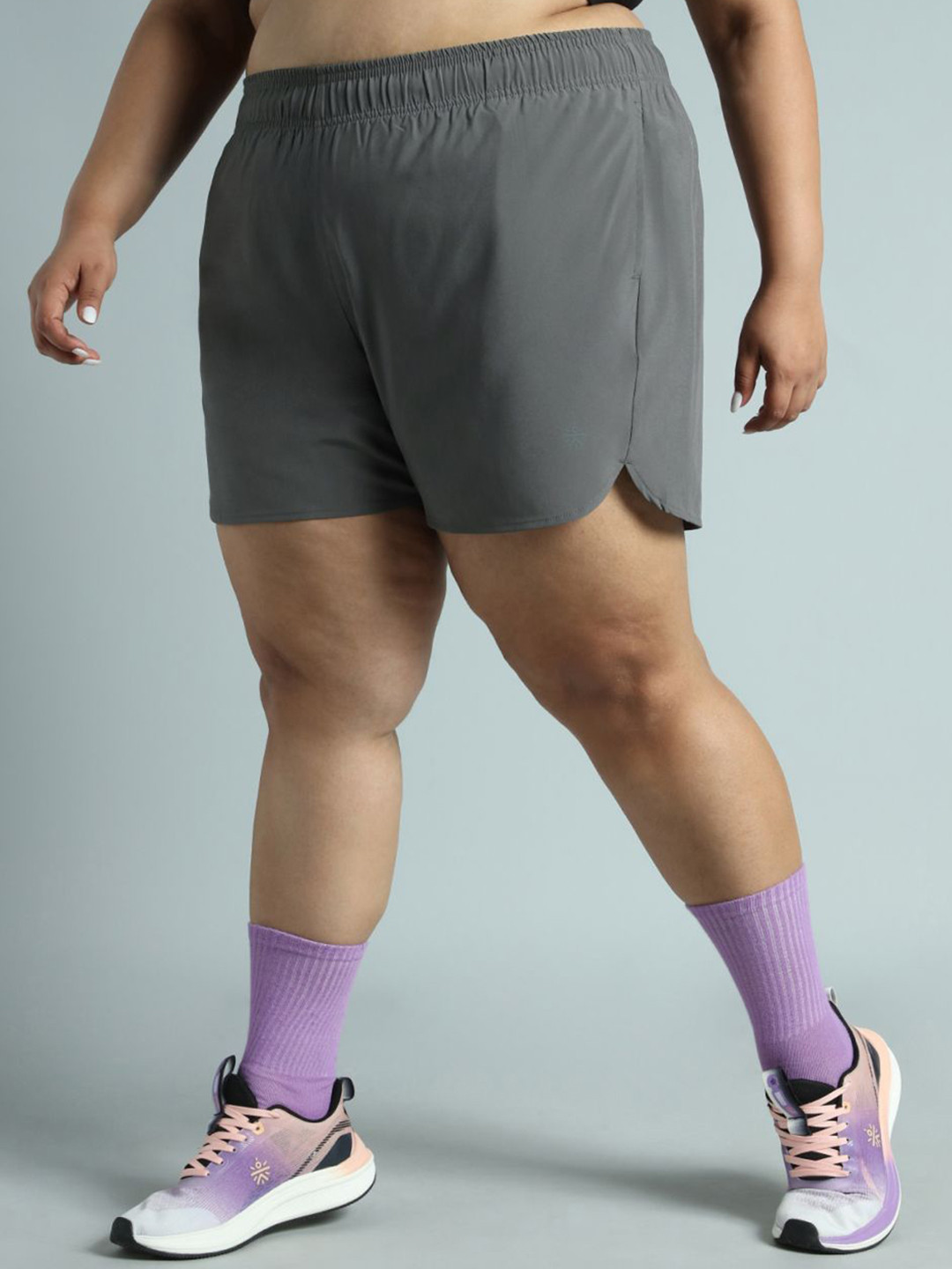 CULT Women Dark Grey Running Essential Plus Size Shorts