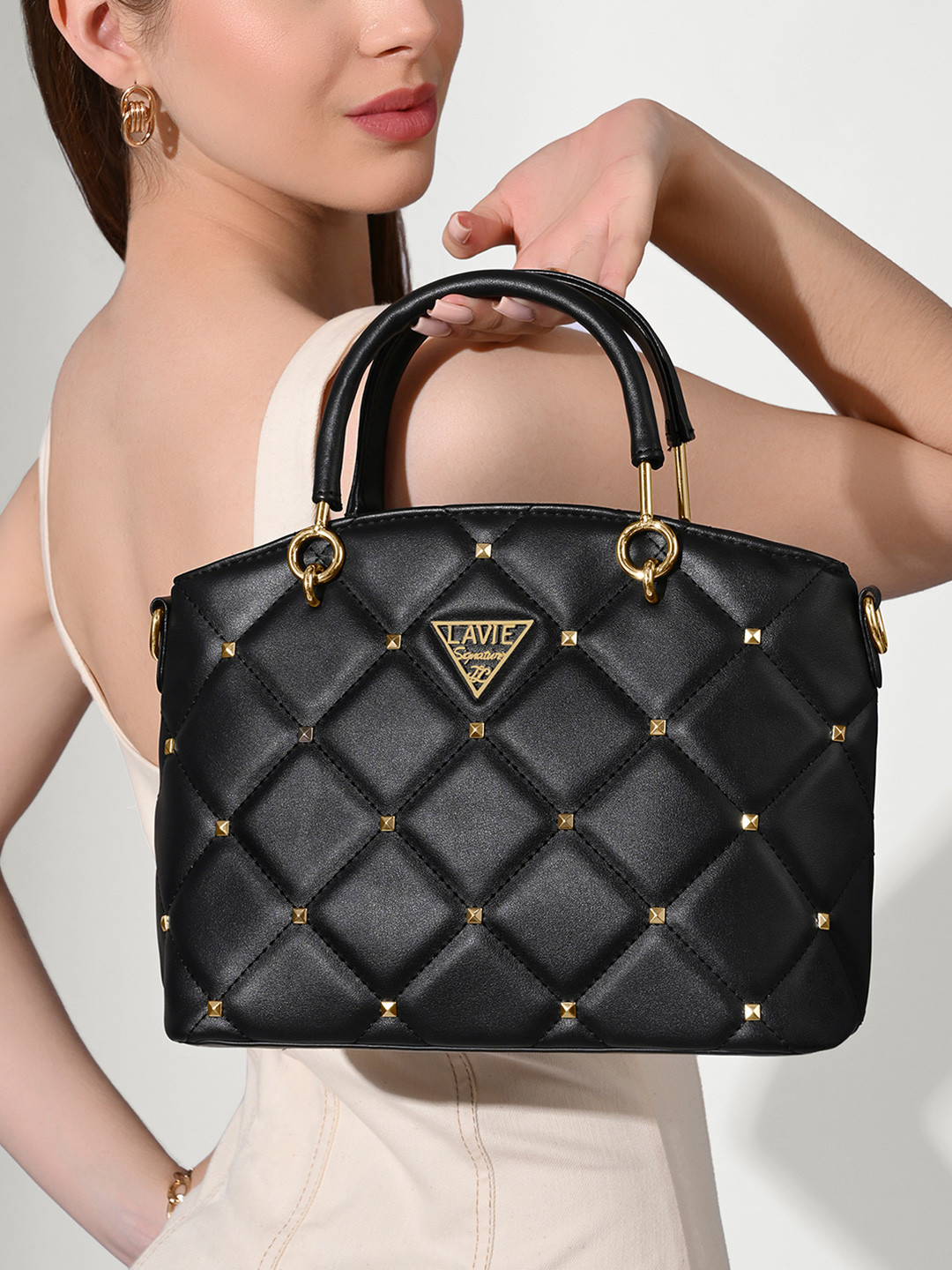 LAVIE Signature Women Stud Lima Quilted Satchel Handbag