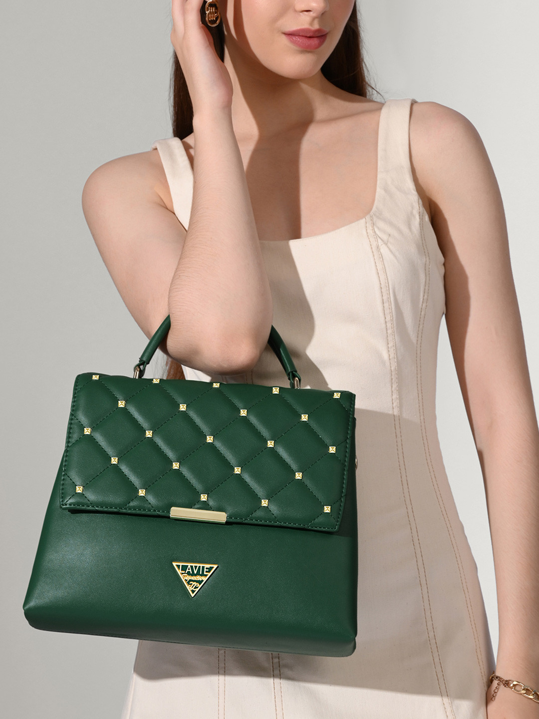 LAVIE Signature Women Stud Gary Quilted Satchel Handbag