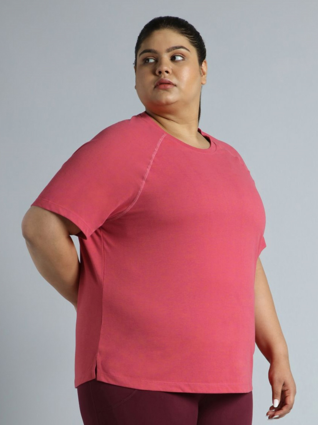 CULT Women Pink Flex Plus Size COMFORtech Regular Fit T-shirt