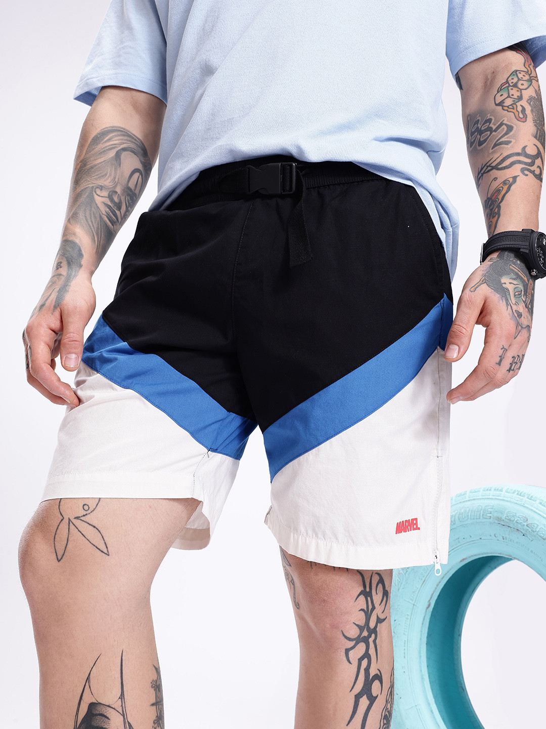 Kook N Keech Men Colourblocked Technology Shorts