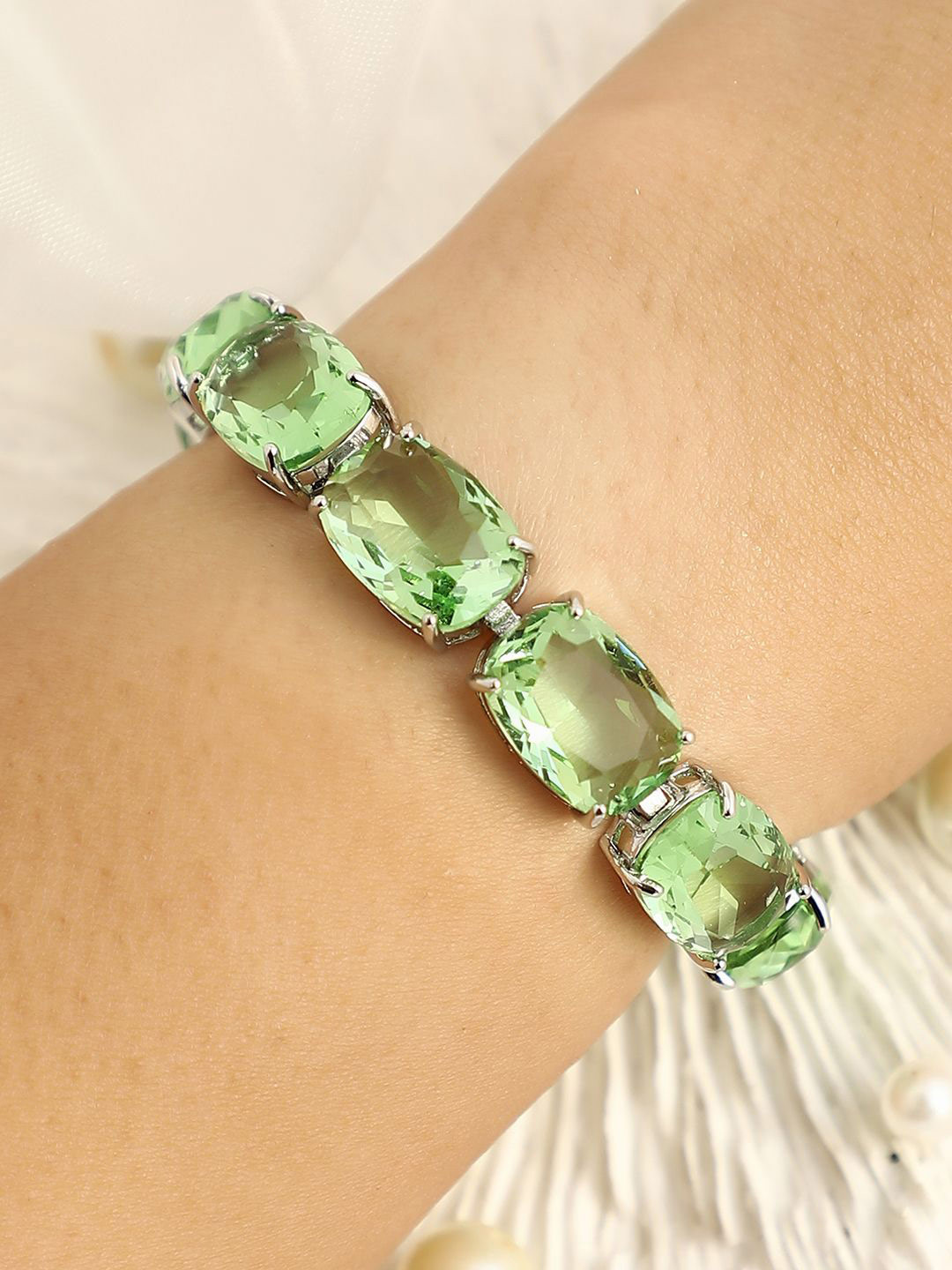 SOHI Silver-Plated The Crystal-Oval Tennis Wraparound Bracelet