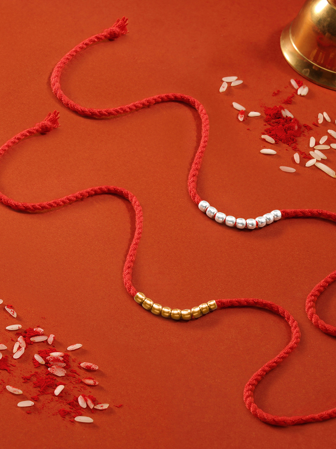 Zavya 925 Pure Silver Heart & Radiant Thread Rhodium-Plated Bhai-Bhabhi Rakhi