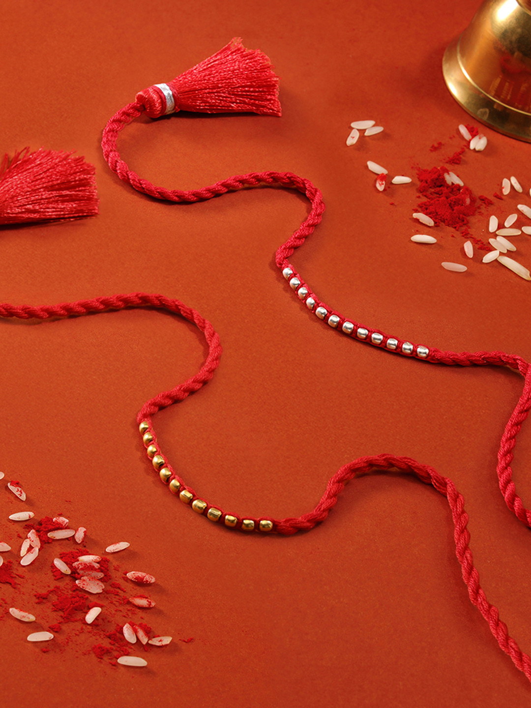 Zavya Radiant Thread of Love Set Of 2 925 Sterling Silver Rhodium & Gold-Plated Rakhi