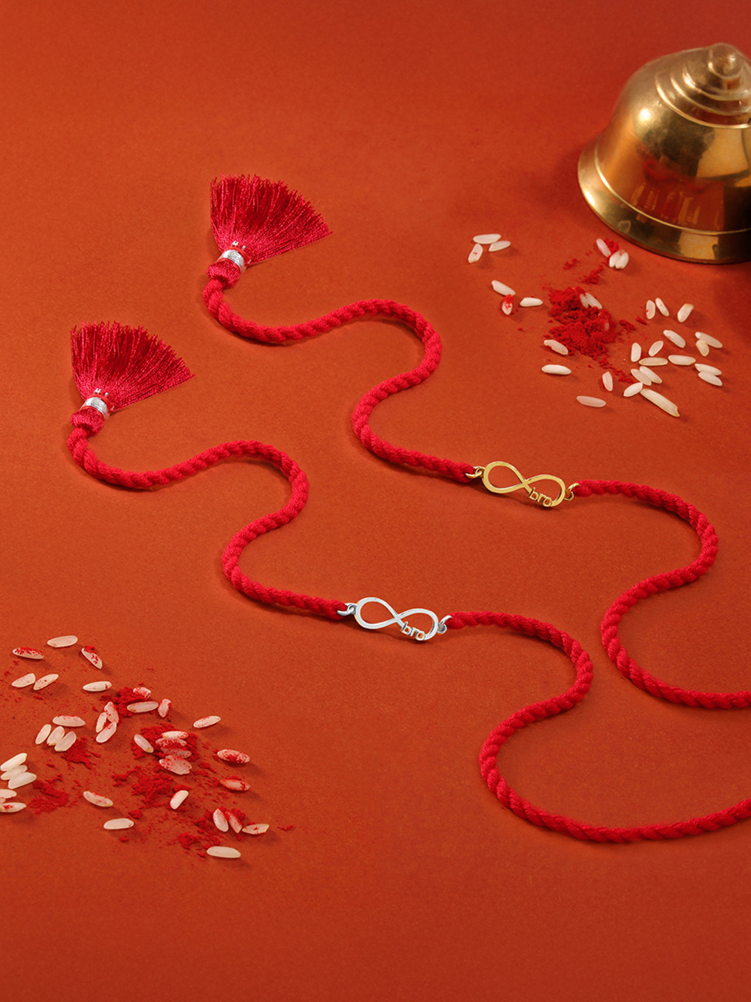 Zavya Set Of 2 925 Sterling Silver Eternal Bond Gold & Rhodium-Plated Bro Rakhis