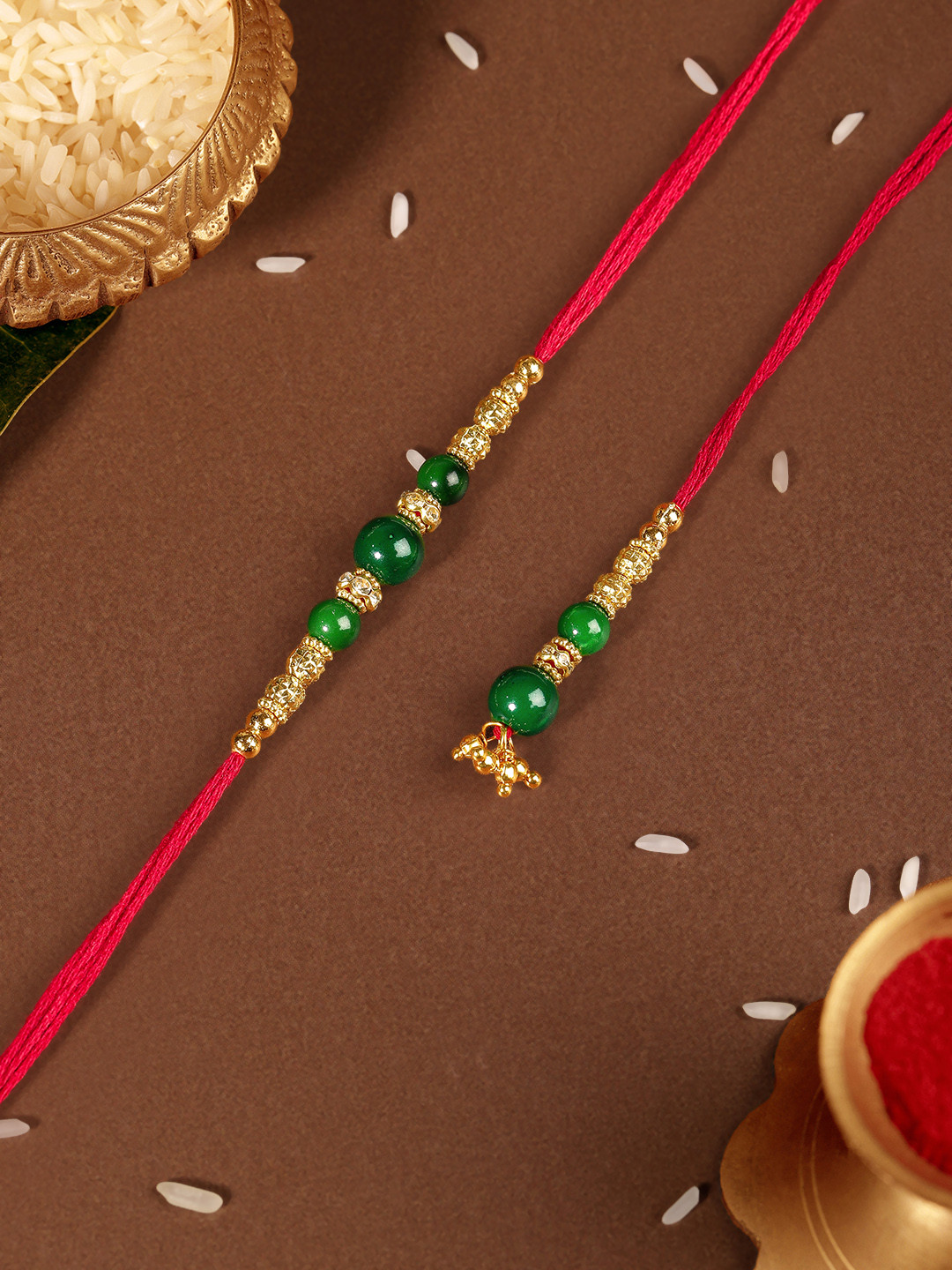 TOS Traditional Rakhi Set 2 with Kumkum Chawal