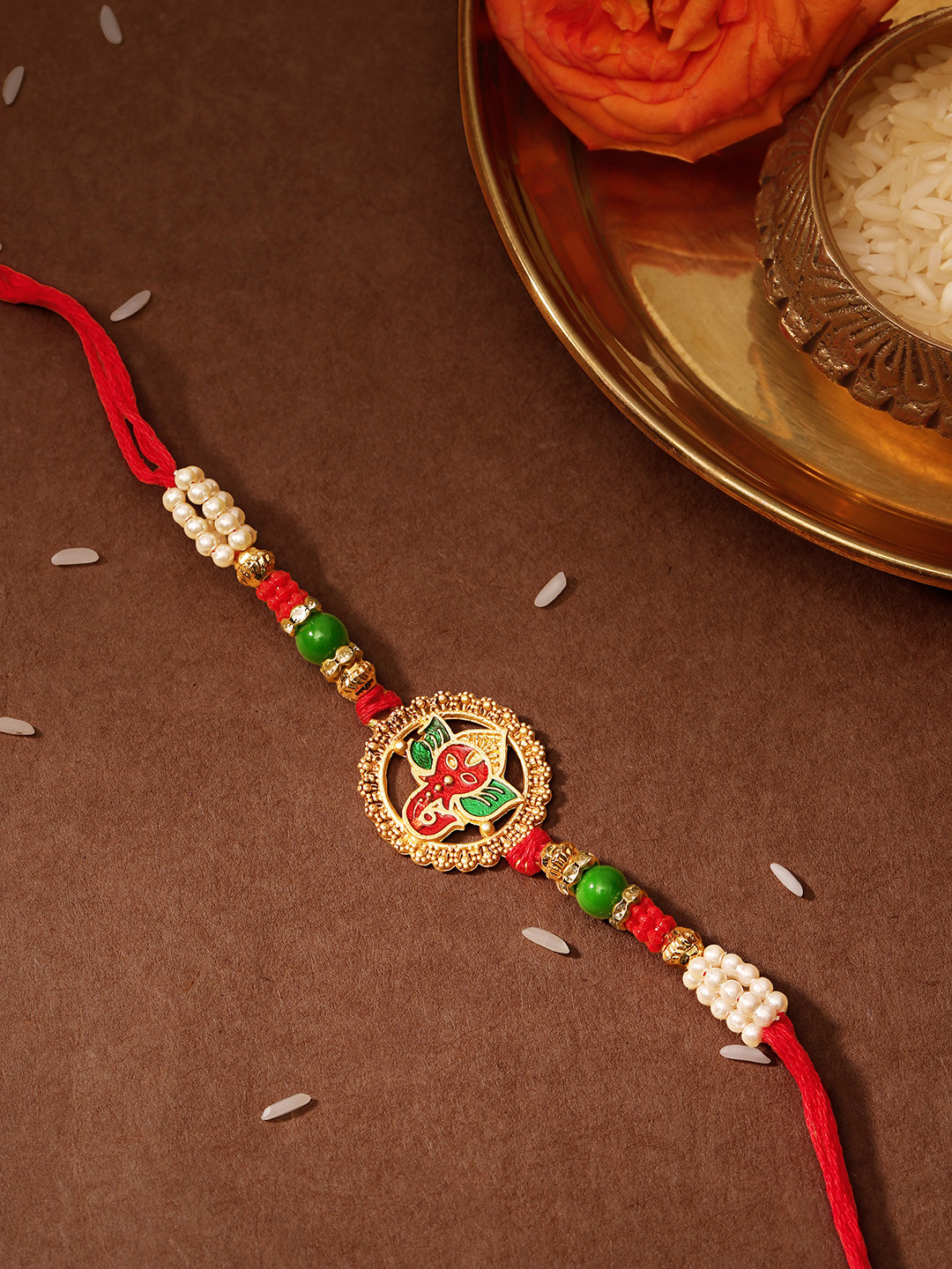 TOS Traditional Rakhi Set 1 with Kumkum Chawal