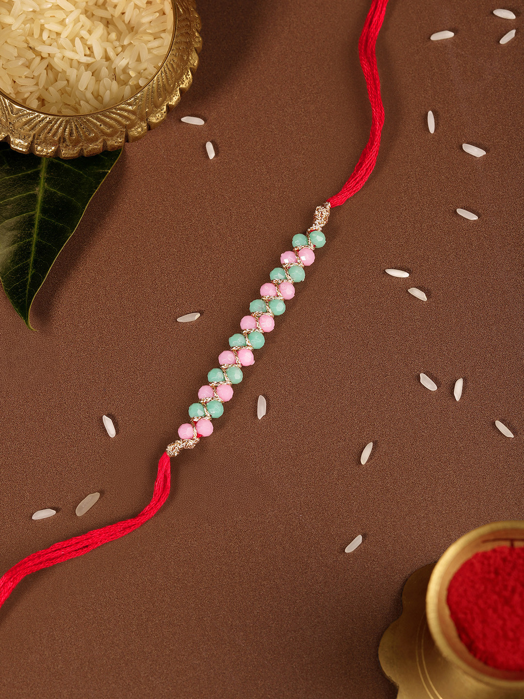 TOS Traditional Rakhi Set 1 with Kumkum Chawal