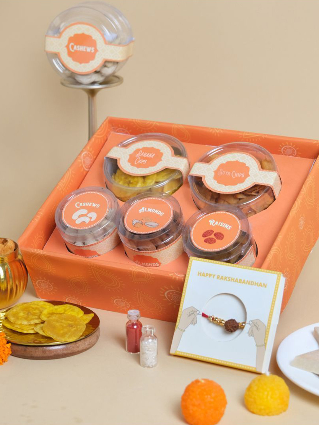 Confetti Gifts Set Of 7 Rakhi Gift Hamper Festive Gourmet Snack & Nut Box