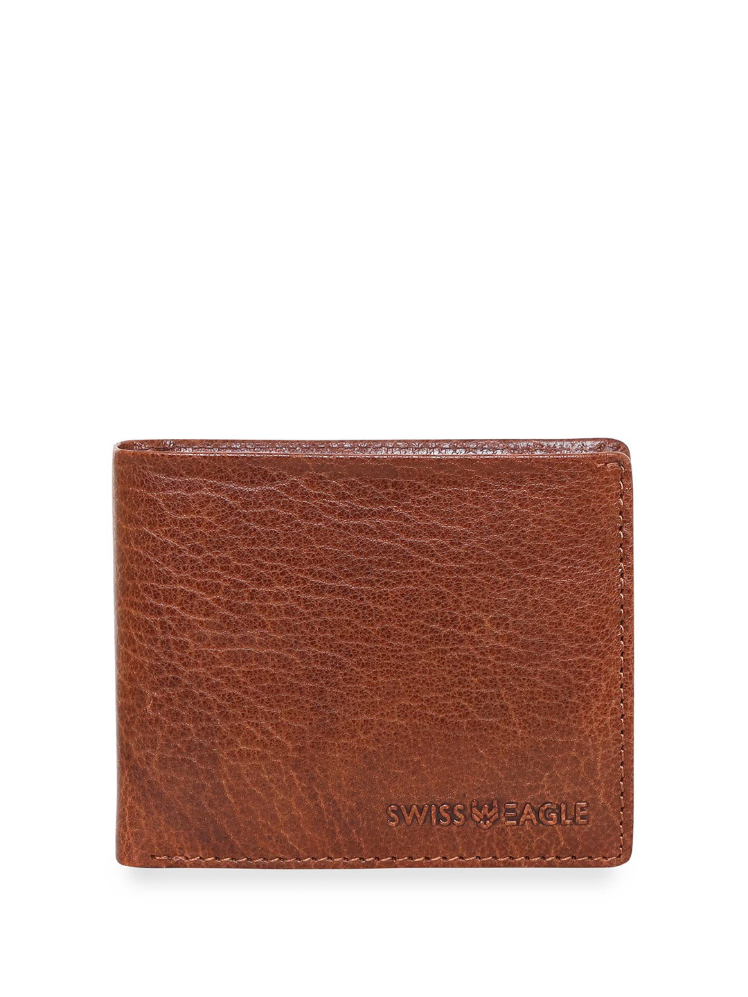 Swiss Eagle Men Textured RFID Leather Two Fold Wallet