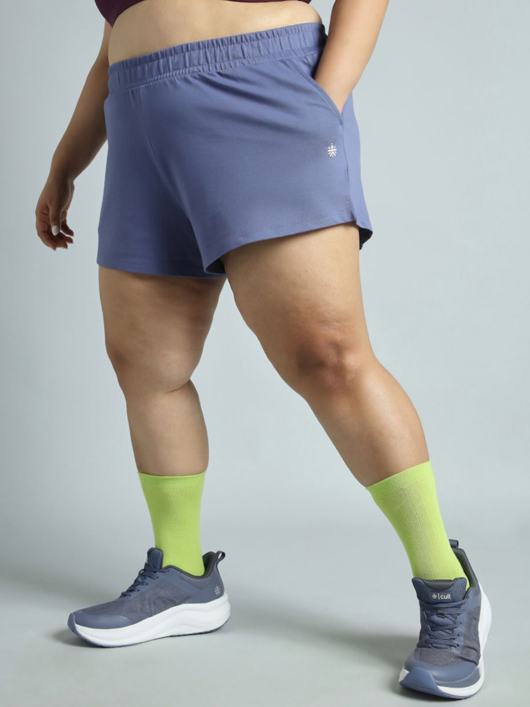Cult Women Purple Everyday Essential Cotton Plus Size Shorts
