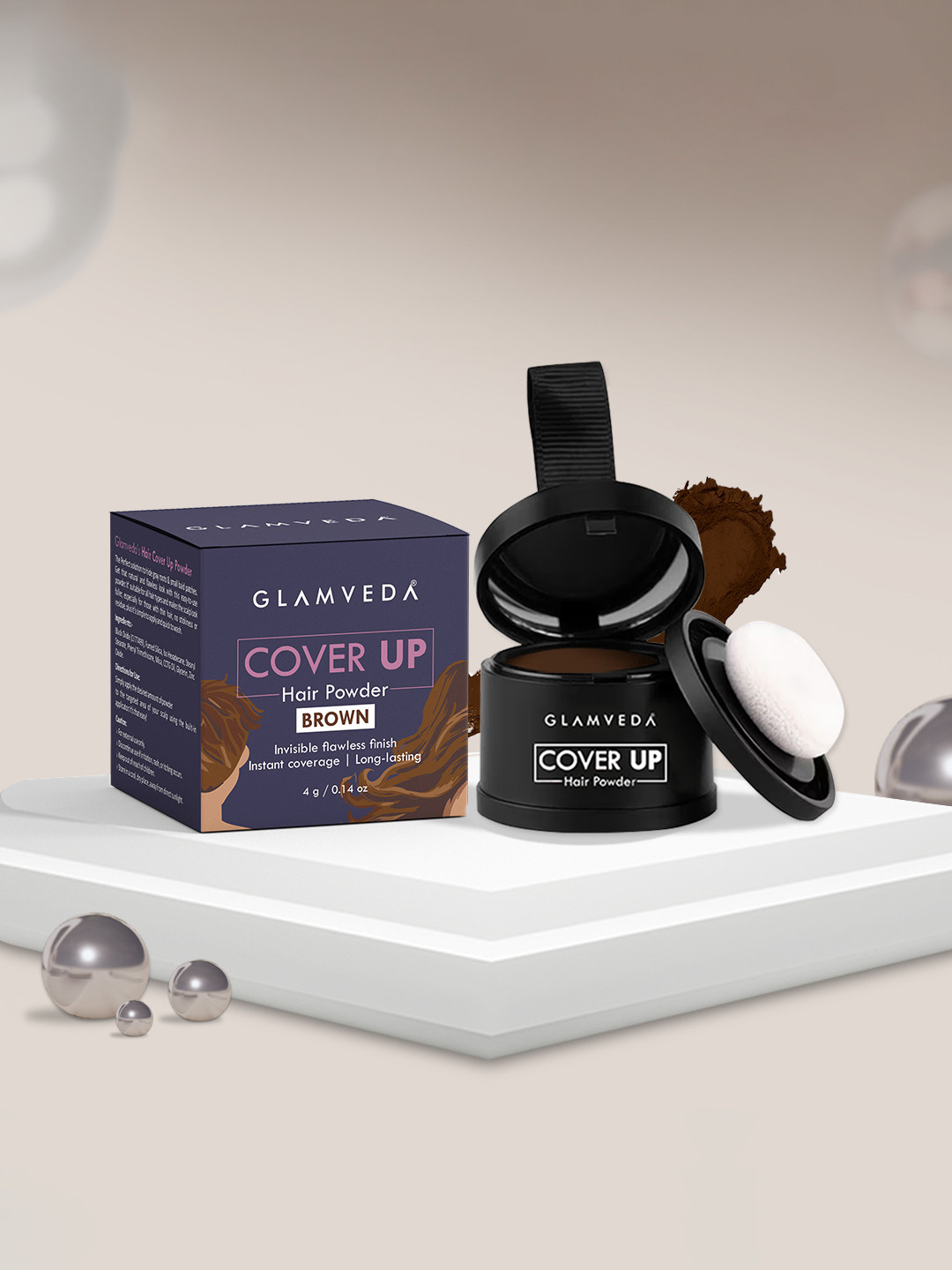 GLAMVEDA Cover Up Long Lasting Instant Coverage Hair Powder -4 g - Brown