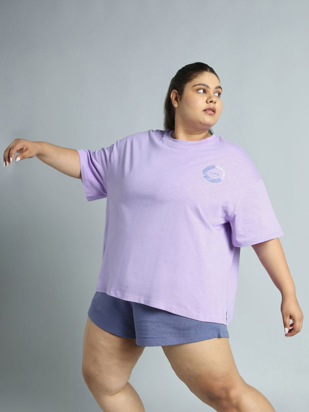 CULT Women Pink Sports Club Plus Size Oversized Fit T-shirt