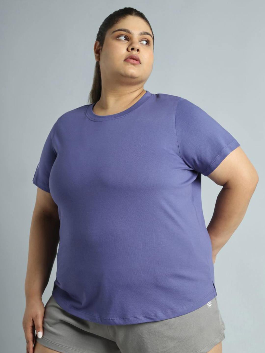 CULT Women Blue Cotton Plus Size Play Day Regular Fit T-shirt