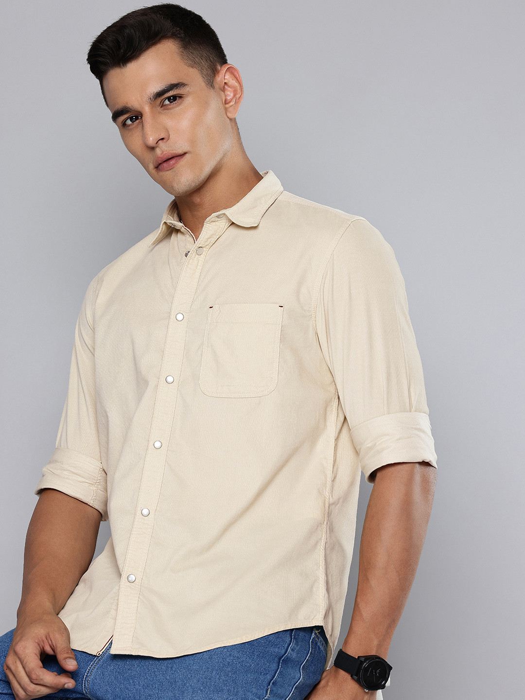 Indian Terrain Corduroy Classic Fit Casual Shirt