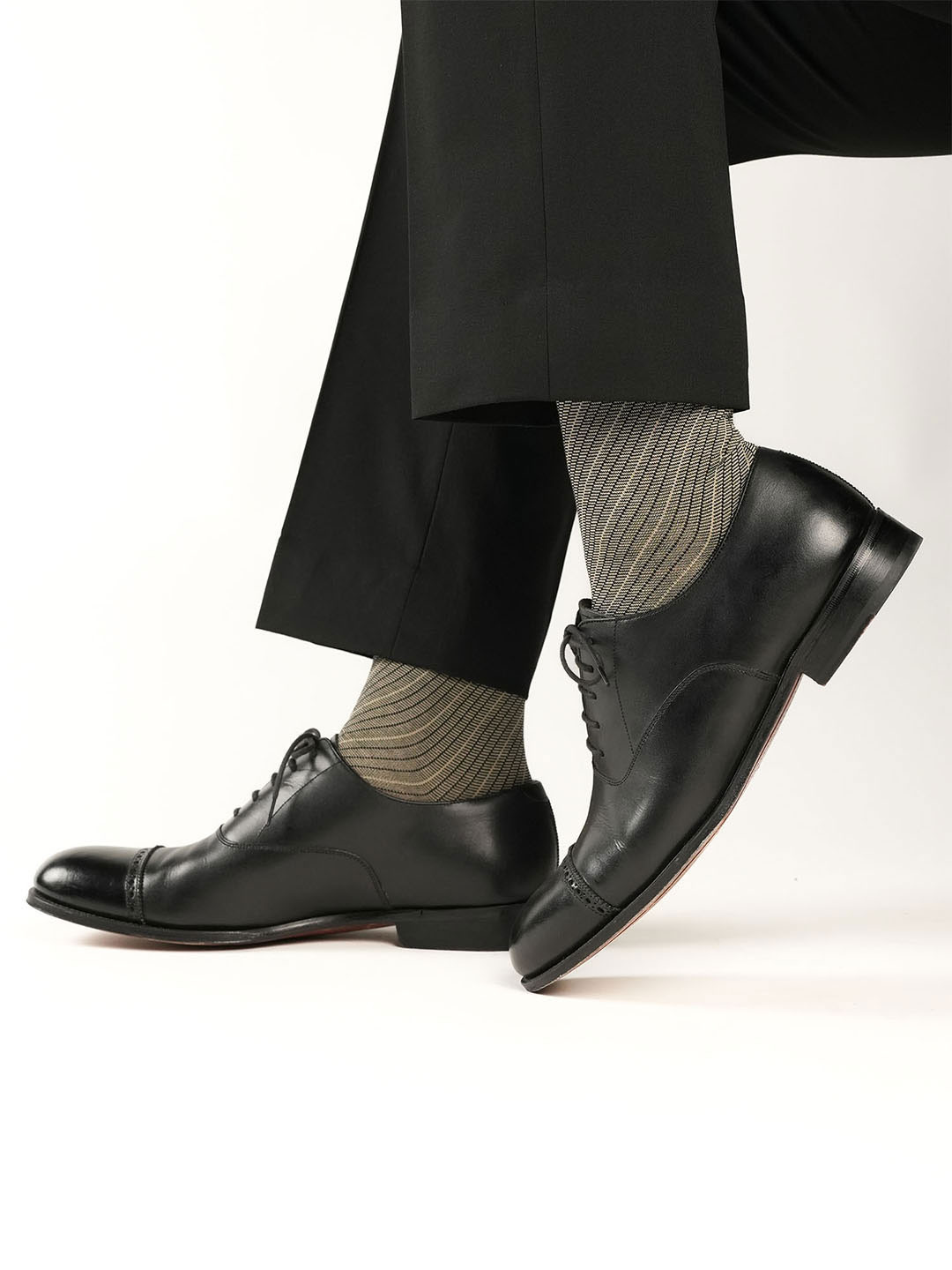 Theater Men Barber Stripes Mercerized Cotton Calf Length Formal Socks