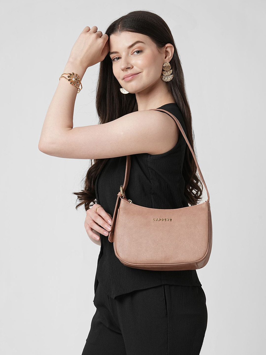 Caprese Women Zenith Pink Baguette Medium Shoulder & Handheld Bag