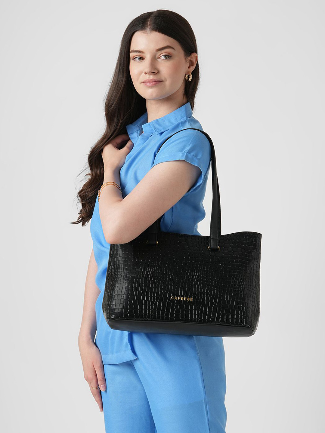 Caprese Women Suzie Black Tote Medium Bag with Comfortable Straps