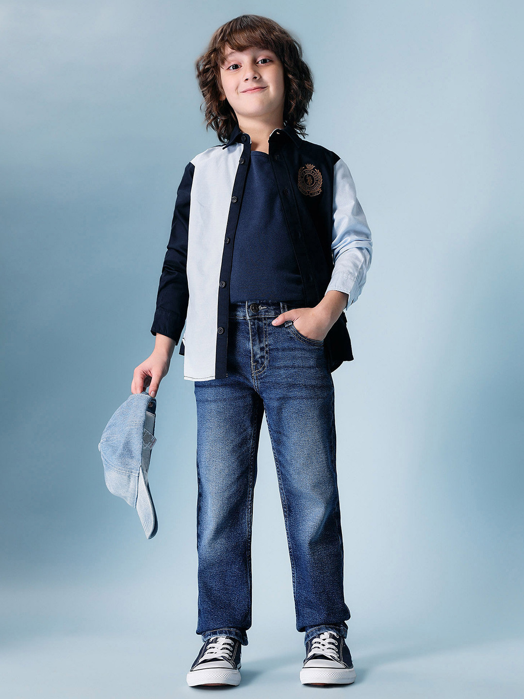 U.S. Polo Assn. Kids Boys Relaxed Fit Mid-Rise Light Fade Jeans