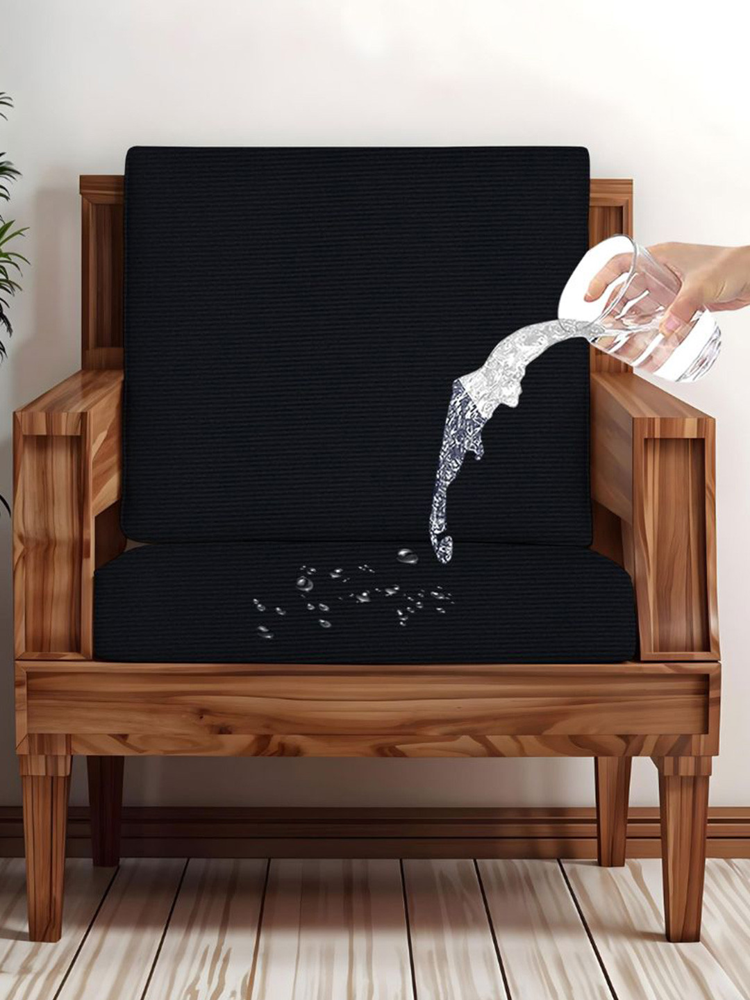 Lazi Black 2 Pieces 220 GSM Water Resistant Elasticated Sofa Covers