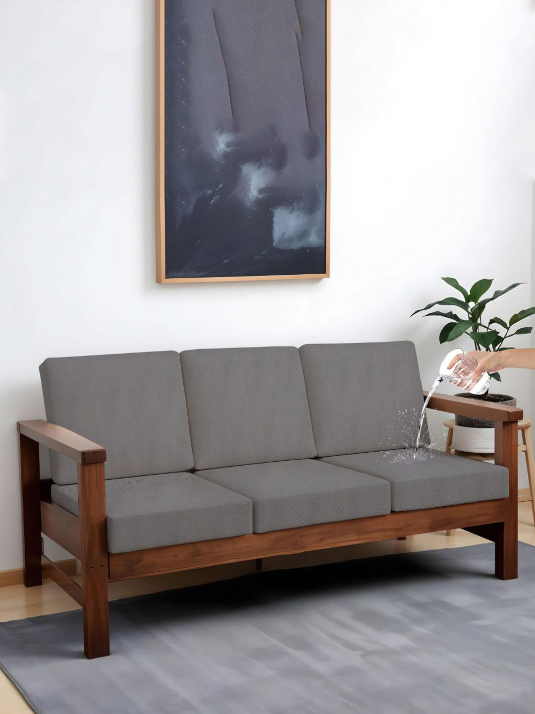 Lazi Grey 6 Pieces 220 GSM Water Resistant Elasticated Sofa Covers