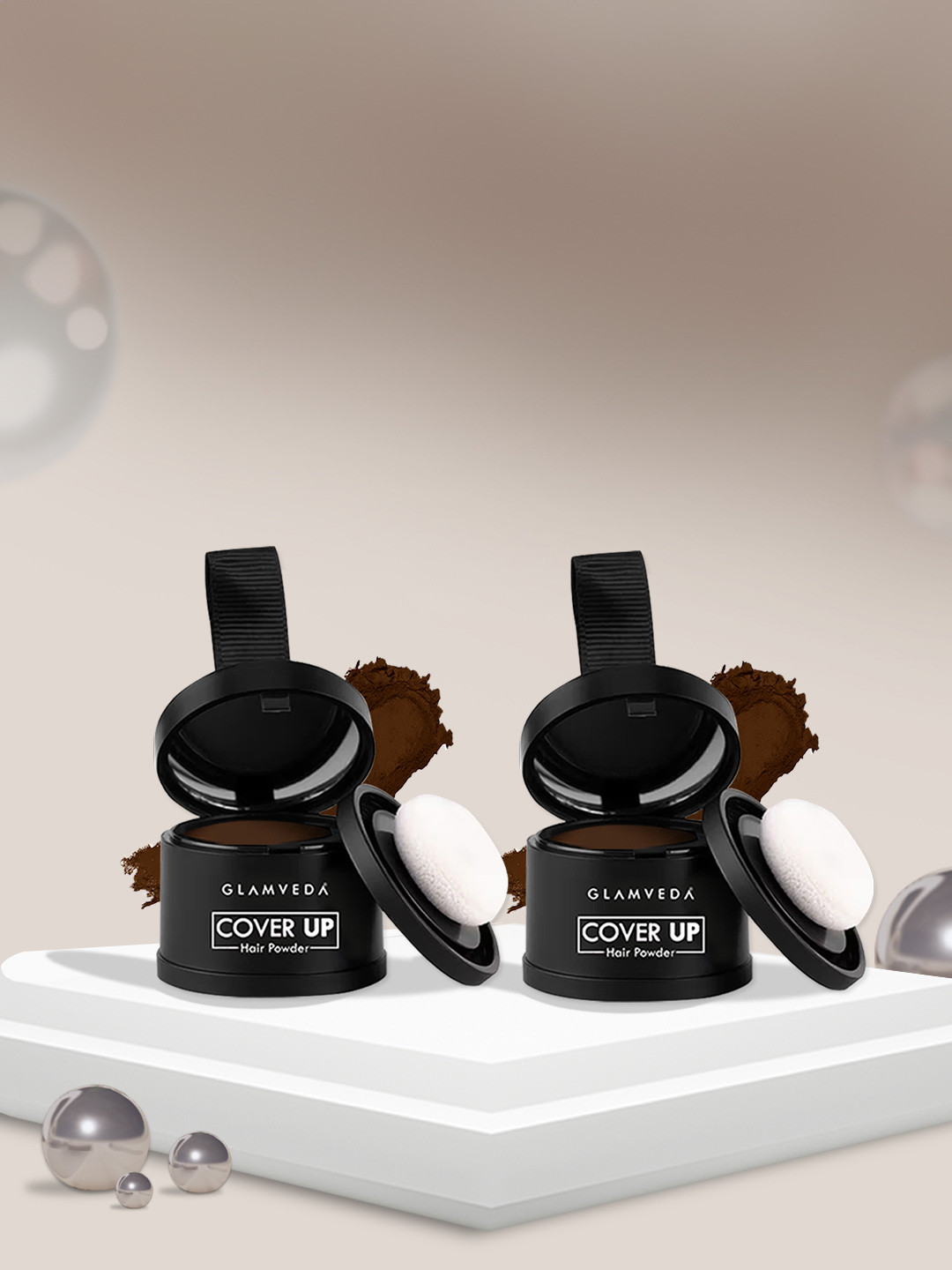 GLAMVEDA Set Of 2 Cover-Up Hair Powder- 4 g Each- Brown