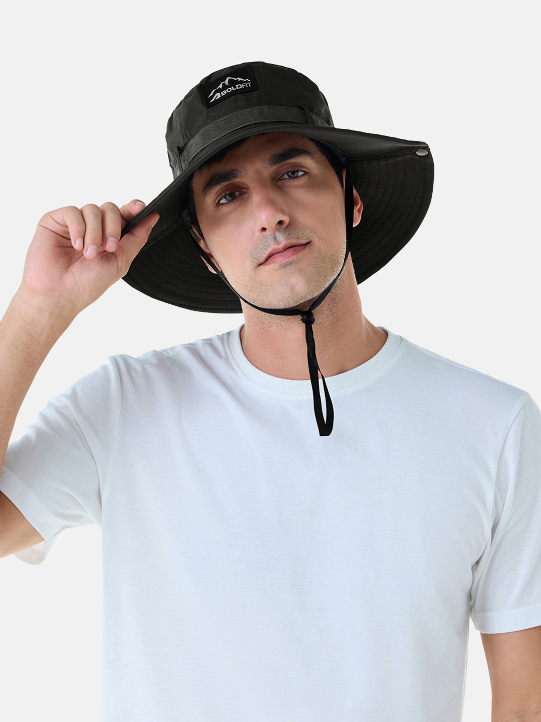 BOLDFIT Unisex Black Solid Sun Hat