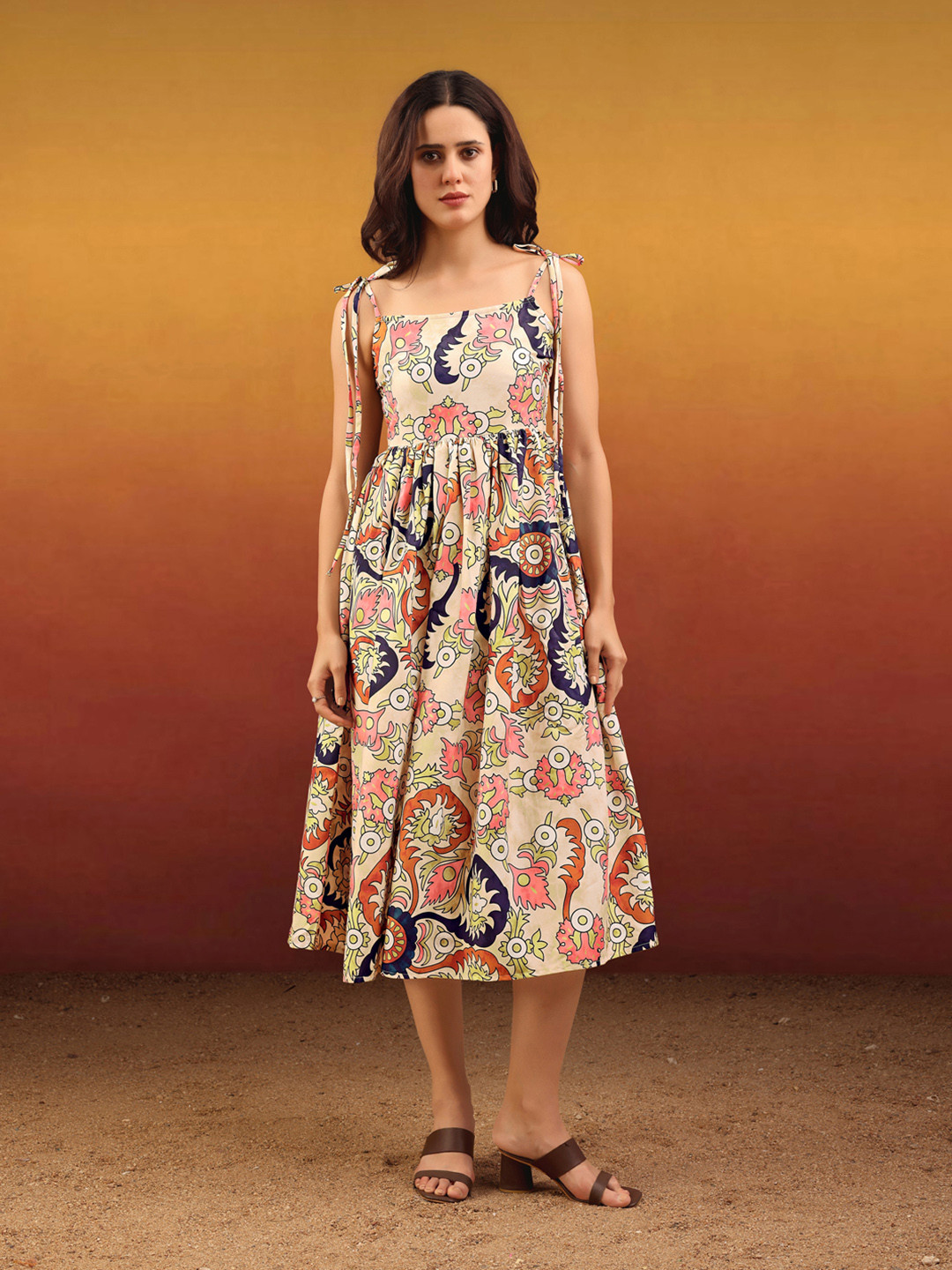 OBSHIVKA Women Square Neck Cotton Dress