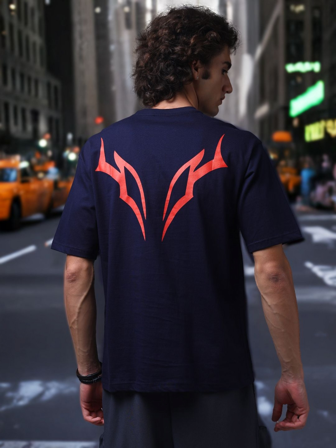 MADSTO Men Oversized Back Printed Tshirt