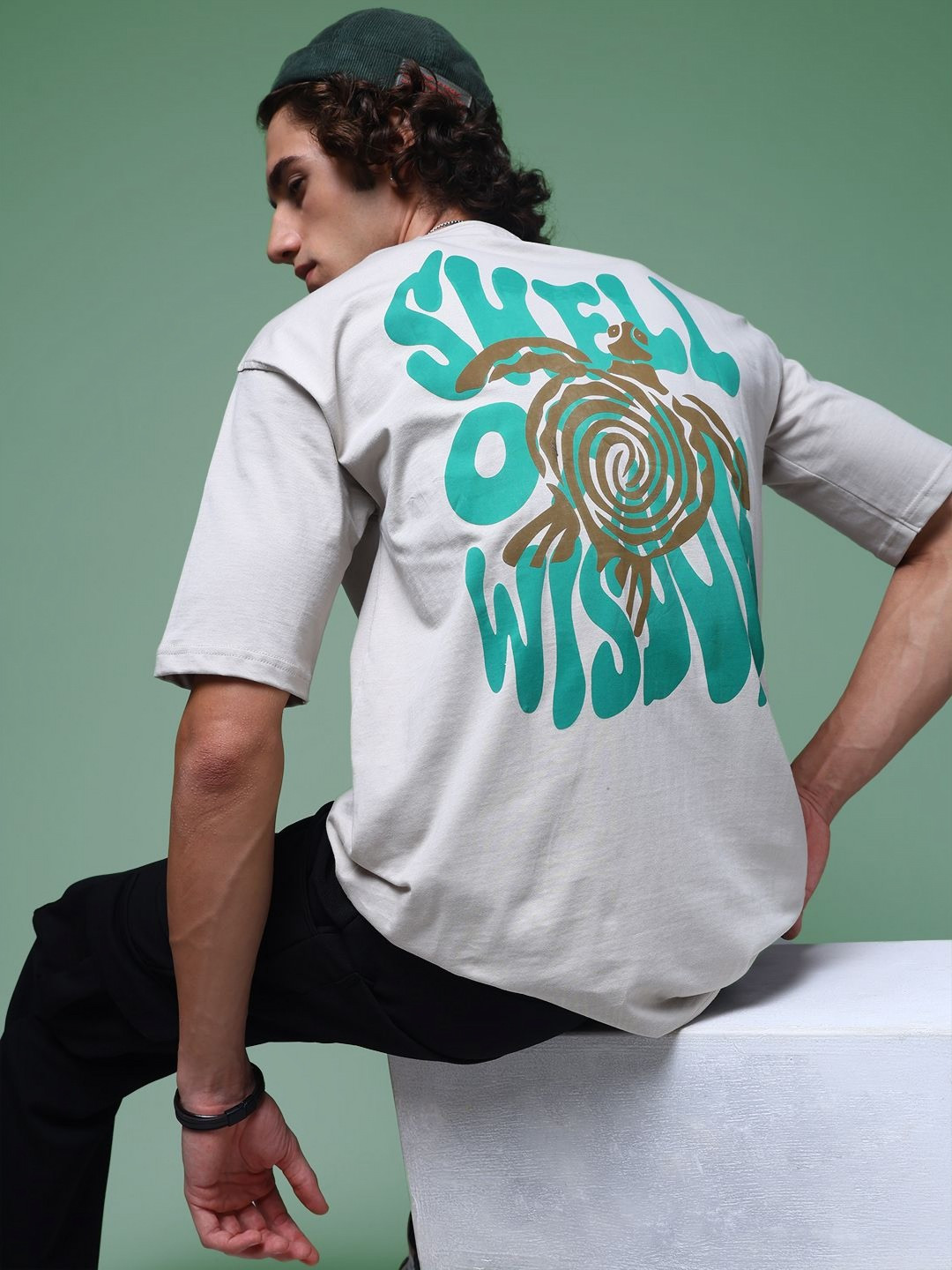 MADSTO Men Oversized Back Printed Tshirt