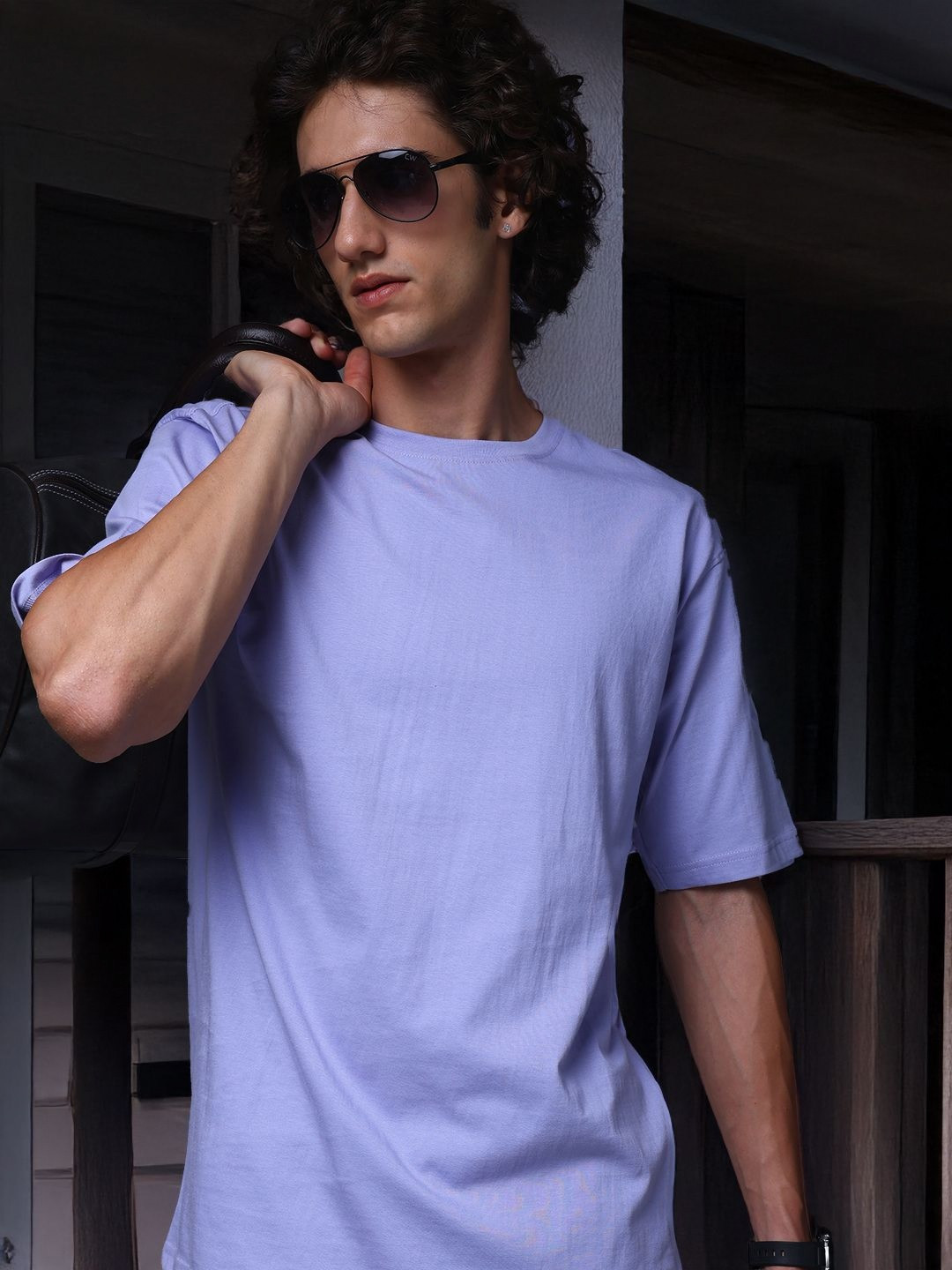 MADSTO Men Oversized Solid Tshirt