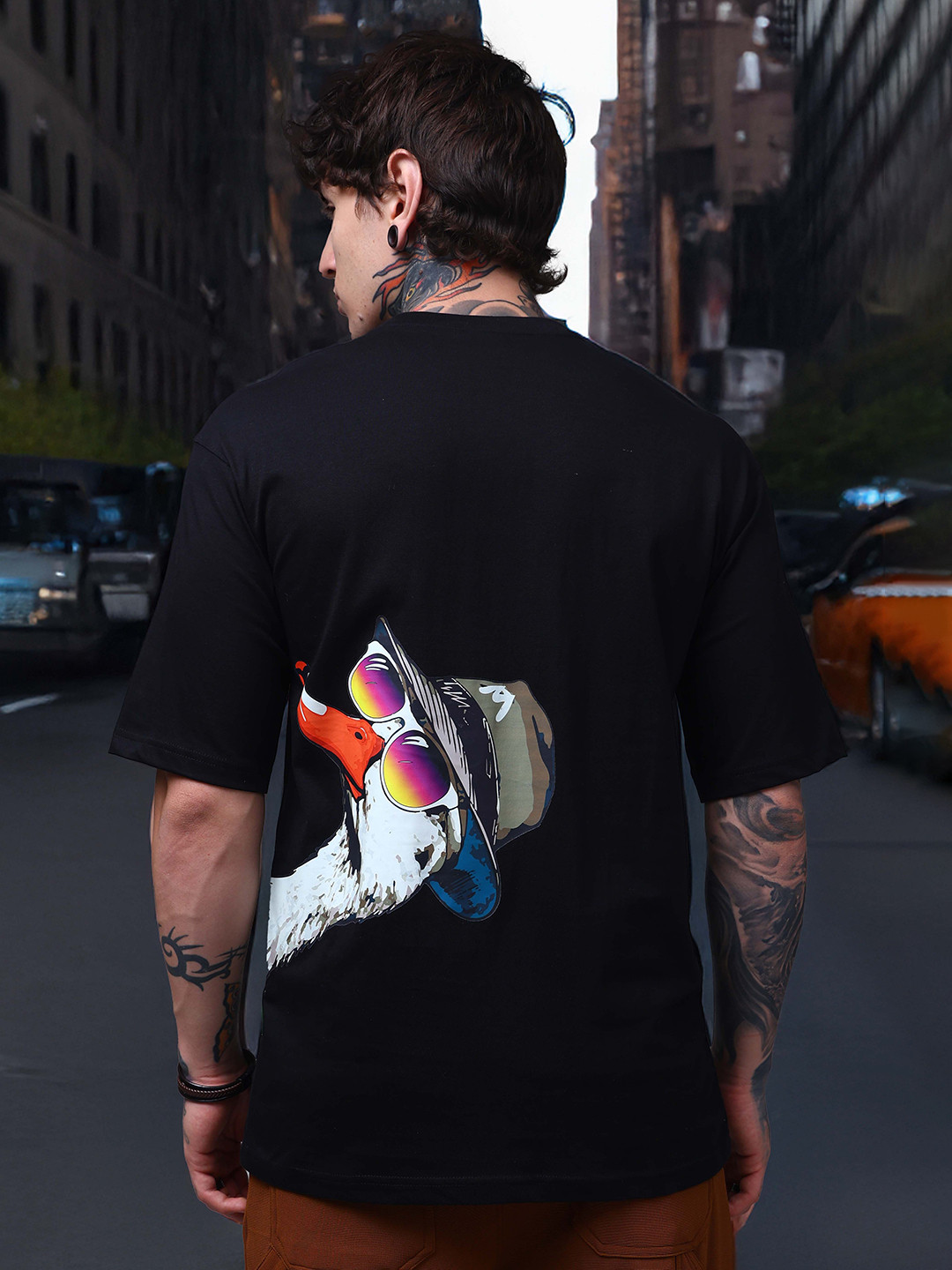 MADSTO Men Oversized Back Printed Tshirt