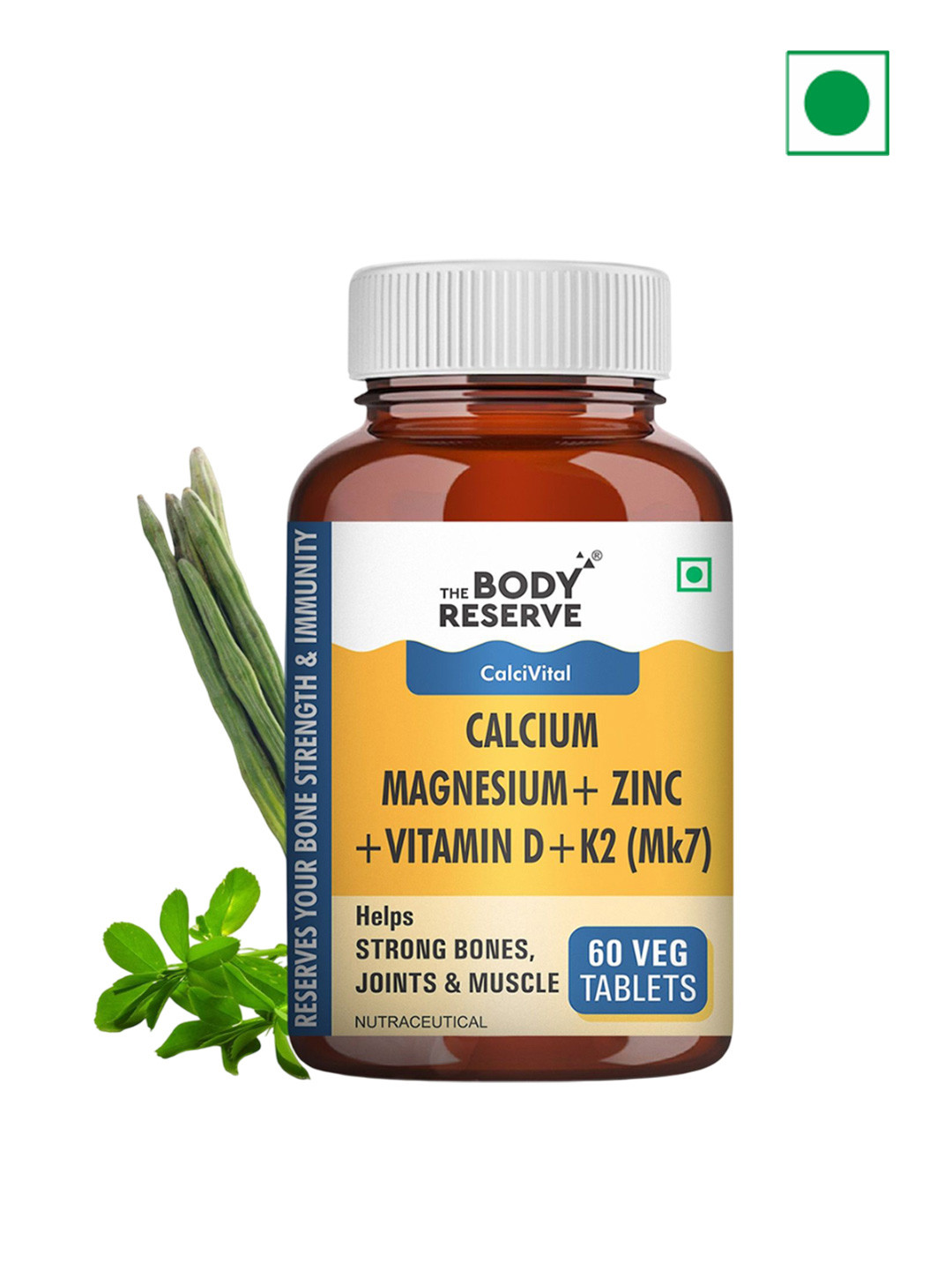 The Body Reserve Calcium Magnesium Zinc With Vitamin K2 Tablets - 60 Tablets