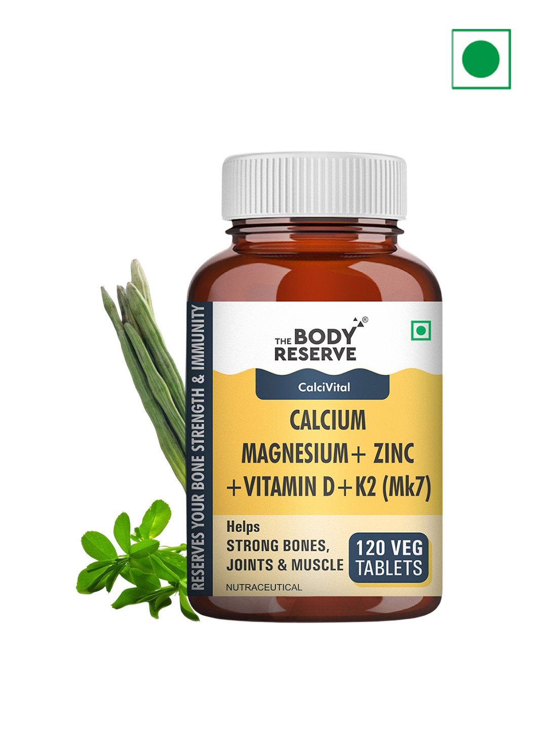 The Body Reserve Calcium, Magnesium, Zinc With Vitamin K2 Tablets - 120 Tablets